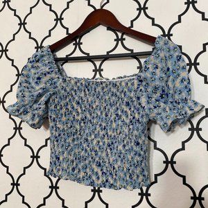 Smocked blue top
